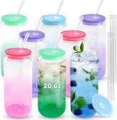 20 oz Glass Cups with Acrylic Lids (Gradient Color Bottom)