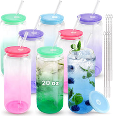 20 oz Glass Cups with Acrylic Lids (Gradient Color Bottom)