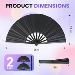 Joyclub 2 Pack Large Clapping Fans - Black