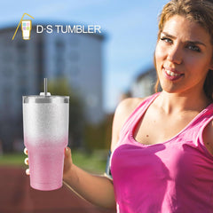 30 oz Pink Glitter Stainless Steel Tumbler