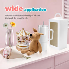 8 Pack White Gift Boxes with Ribbon for 40oz Tumblers with Handle