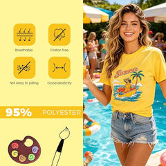 5PCS Unisex Sublimation Blank T-Shirts – Polyester Crew Neck Short Sleeve - Yellow
