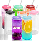 20 oz Glass Cups with Acrylic Lids (Clear)