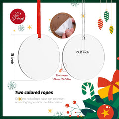 3" Clear Acrylic Ornament Blanks – Round Christmas Ornaments