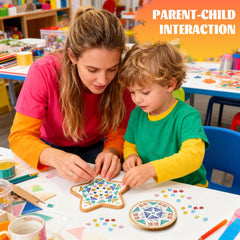 6 Sets DIY Glass Mosaic Tile Kit with Wooden Coasters