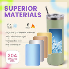 20oz Skinny Tumblers Bulk 10 Pack – Stainless Steel Engraving Tumblers with Lids & Straws