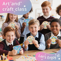 4 Sets DIY Glass Mosaic Tile Kit with Wooden Coasters