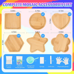 6 Sets DIY Glass Mosaic Tile Kit with Wooden Coasters