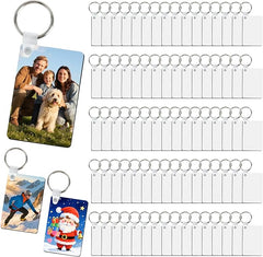80 Pack Sublimation Keychain Blanks with Rings and Clips – Double Sided MDF