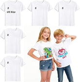 5 Pack White Youth Sublimation Blank T-Shirts Polyester Crew Neck Short Sleeve for Heat Transfer Ages 8–14