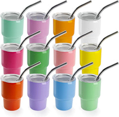 3 oz Mini Sublimation Shot Tumbler with Lid & Straw – Colored Stainless Steel