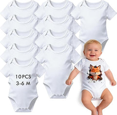 10 PCS Sublimation Baby Bodysuits Blanks Bulk Newborn Onesie Infant Romper for Heat Transfer 0–9 Months