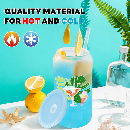 Sublimation Frosted Glass Cups Blanks with Acrylic Lids ( Multi Light Lids )