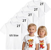5 PCS White Toddler Sublimation Blank T-Shirts Polyester Crew Neck Short Sleeve for Heat Transfer DTF 2T–5T