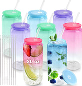 20 oz Glass Cups with Acrylic Lids (Gradient Color Top)