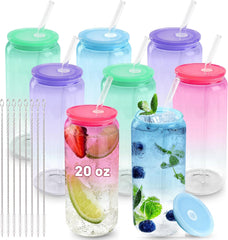 20 oz Glass Cups with Acrylic Lids (Gradient Color Top)