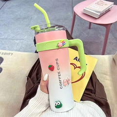 40oz Tumbler with Handle and Straw Lid