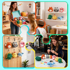 6-Piece Amigurumi Crochet Kit for Beginners – Cute Animal DIY Set with Video Guide