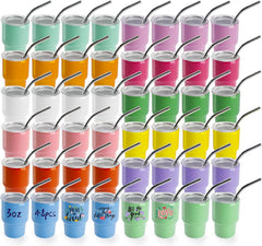 3 oz Mini Sublimation Shot Tumbler with Lid & Straw – Colored Stainless Steel