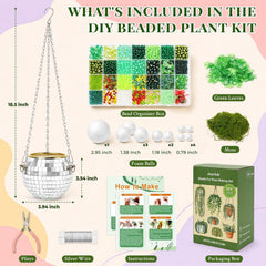 Beaded Plant Kit with Disco Flowerpot Crystal Beads and Instruction