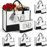 12 PCS Personalized Canvas Tote Bags Bulk with Makeup Bags