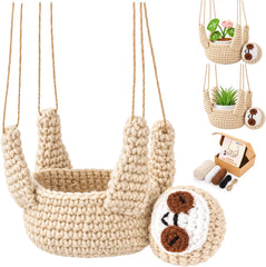 Crochet Kit for Beginners with Vedio DIY Sloth Plant Hanger Kit