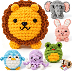 Crochet Kit for Beginners 6 Animal Family with Video for Adults