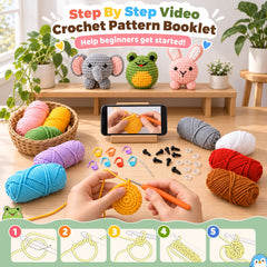 Crochet Kit for Beginners 6 Animal Family with Video for Adults