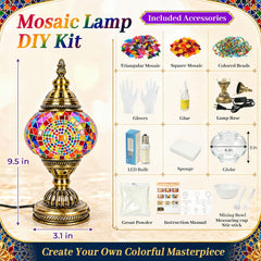 DIY Turkish Mosaic Lamp Kit for Adults, Beginner Friendly, Colorful