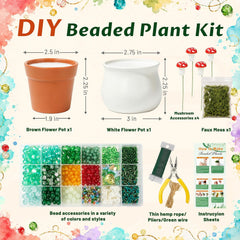 Beaded Plant Kit Fake Plants with Crystal Beads and Instruction