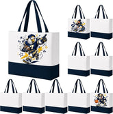 10 Pack Large Canvas Tote Bags Bulk for Daily Use Group Team - Blue