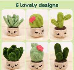 Crochet Kit for Beginners – DIY Potted Plant Crochet Set, Starter Knitting Kit for Adults and Kids