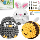 Crochet Kit for Beginners – DIY Animal & Plant Crochet Set, Starter Knitting Kit for Adults and Kids