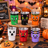 Halloween Mini Tumbler 6 Pack,3oz Shot Glasses with Lids and Straws