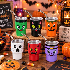 Mini-gobelet à shot de 3 oz pour sublimation avec couvercle et paille – Acier inoxydable coloré