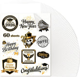 Transparent Sublimation Sticker Paper – 8.5×11 Glossy Waterproof Vinyl (60 Sheets)