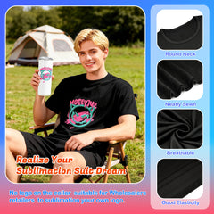 5-Pack Black Blank Polyester T-Shirts – Unisex Crew Neck Short Sleeve Basic Moisture-Wicking Tee Set, XS-3XL, Father’s Day Sale Only $16.99