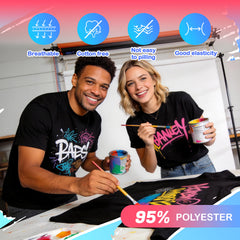 5 Pack Black Blank Polyester T-Shirts – Crew Neck Short Sleeve - XL