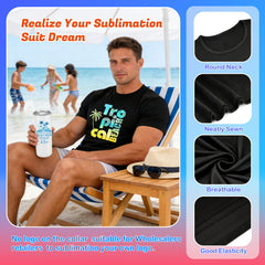 5 Pack Black Blank Polyester T-Shirts – Crew Neck Short Sleeve - XXL