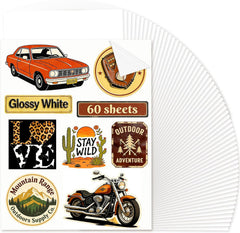 Sublimation Sticker Paper – 8.5×11 Waterproof Glossy Vinyl (60 Sheets)