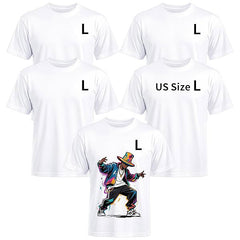 5 Pack Sublimation T-Shirts Bulk – Unisex White Polyester for Heat Transfer - L