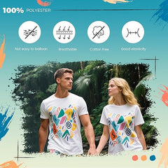 5 Pack Sublimation T-Shirts Bulk – Unisex White Polyester for Heat Transfer - L