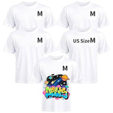 5 Pack Sublimation T-Shirts Bulk – Unisex White Polyester for Heat Transfer - M