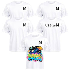 5 Pack Sublimation T-Shirts Bulk – Unisex White Polyester for Heat Transfer - M