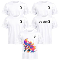 5 Pack Sublimation T-Shirts Bulk – Unisex White Polyester for Heat Transfer - S