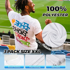 3 Pack Sublimation T-Shirts Bulk – Unisex White Polyester for Heat Transfer - XXL
