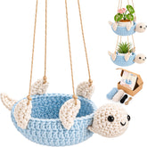 Crochet Kit for Beginners with Vedio DIY Turtle Hanging Planter Kit