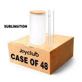 Sublimation Frosted Glass Cups Blanks with Bamboo Lids / Case of 48