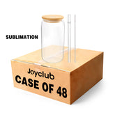 Sublimation Clear Glass Cups Blanks with Bamboo Lids / Case of 48
