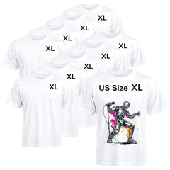 10 Pack Sublimation T-Shirts Bulk – Unisex White Polyester for Heat Transfer - XL